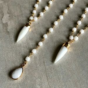 Estrella&Luna white agate 14K gold Boho necklace